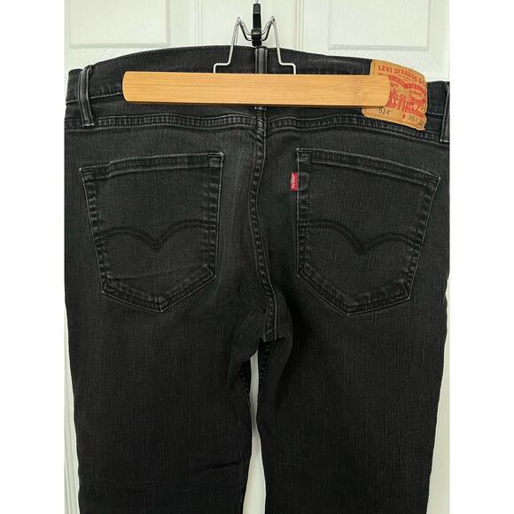 Levis 514 Black Jeans Frayed Hem 36x30 Stretch $70 - Picture 4 of 6